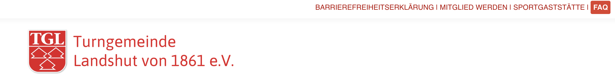 Das Logo der Turngemeinde Landshut von 1861 e.V. zeigt rote Elemente auf weißem Hintergrund neben dem Vereinsnamen.